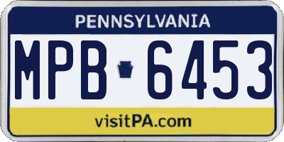 PA license plate MPB6453