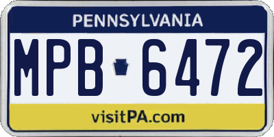 PA license plate MPB6472