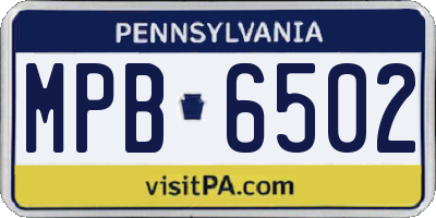 PA license plate MPB6502
