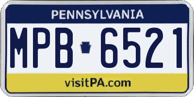 PA license plate MPB6521
