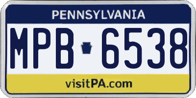 PA license plate MPB6538