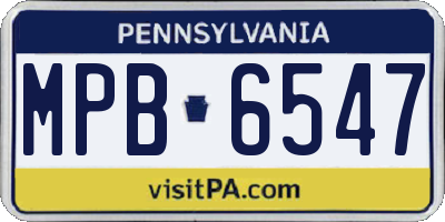 PA license plate MPB6547