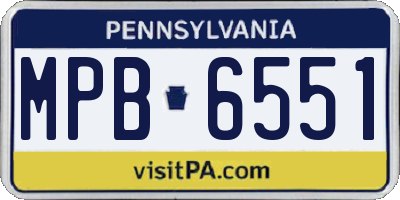 PA license plate MPB6551