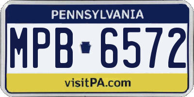 PA license plate MPB6572