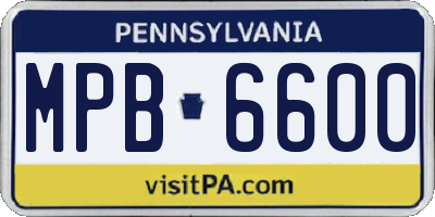 PA license plate MPB6600