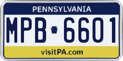 PA license plate MPB6601