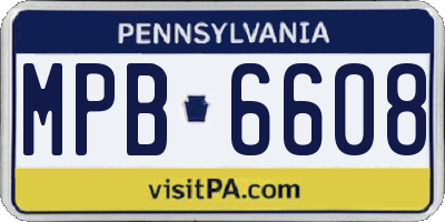 PA license plate MPB6608