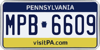 PA license plate MPB6609
