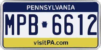 PA license plate MPB6612