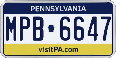 PA license plate MPB6647