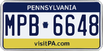 PA license plate MPB6648