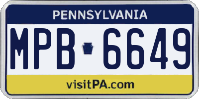 PA license plate MPB6649