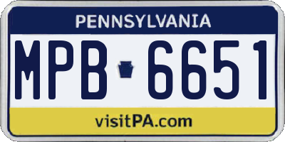 PA license plate MPB6651