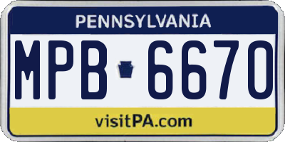 PA license plate MPB6670