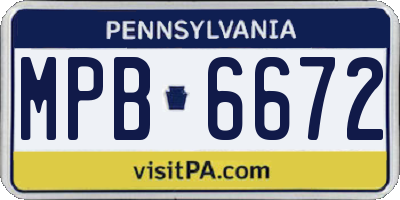 PA license plate MPB6672