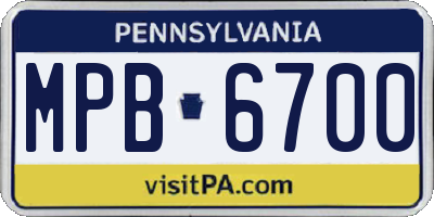 PA license plate MPB6700