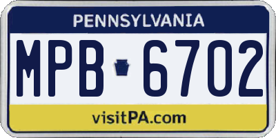 PA license plate MPB6702