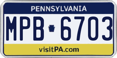 PA license plate MPB6703