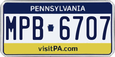 PA license plate MPB6707