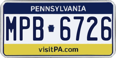 PA license plate MPB6726
