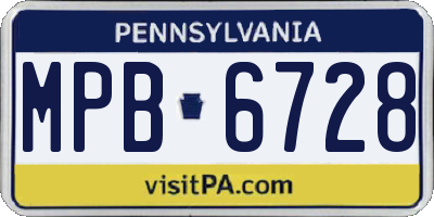 PA license plate MPB6728