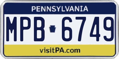 PA license plate MPB6749