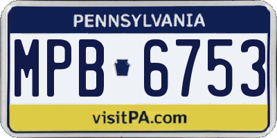PA license plate MPB6753