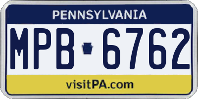 PA license plate MPB6762