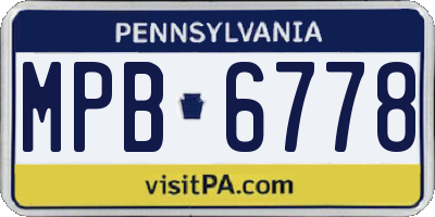 PA license plate MPB6778