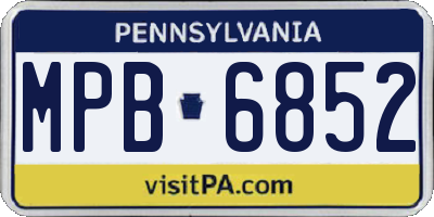 PA license plate MPB6852