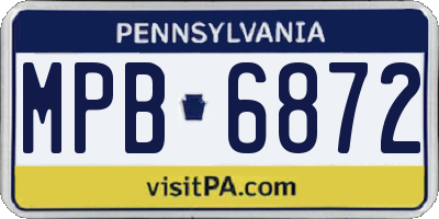 PA license plate MPB6872