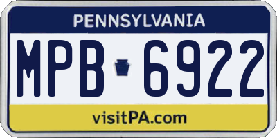 PA license plate MPB6922