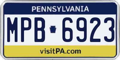 PA license plate MPB6923