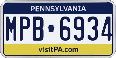 PA license plate MPB6934