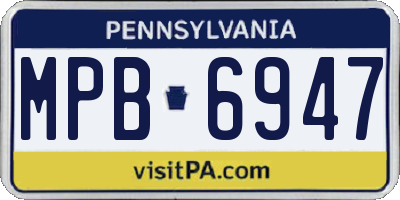 PA license plate MPB6947