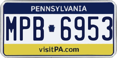 PA license plate MPB6953