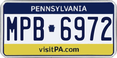 PA license plate MPB6972