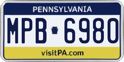PA license plate MPB6980