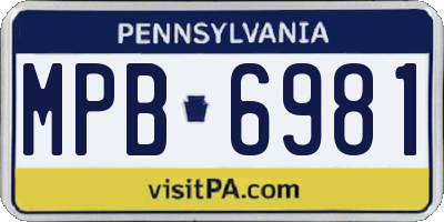 PA license plate MPB6981