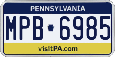 PA license plate MPB6985