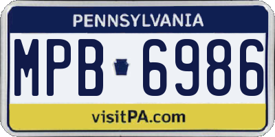 PA license plate MPB6986