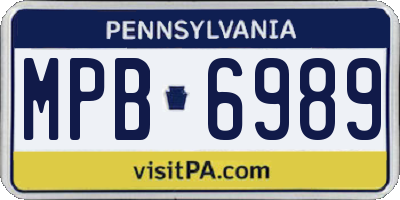PA license plate MPB6989