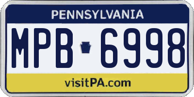 PA license plate MPB6998