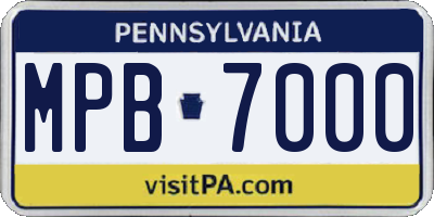 PA license plate MPB7000