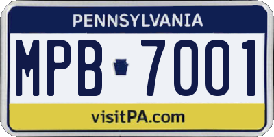 PA license plate MPB7001