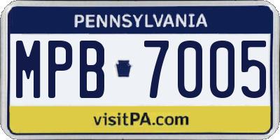 PA license plate MPB7005