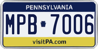 PA license plate MPB7006