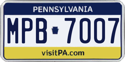 PA license plate MPB7007