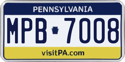 PA license plate MPB7008