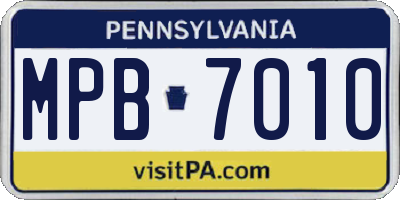 PA license plate MPB7010